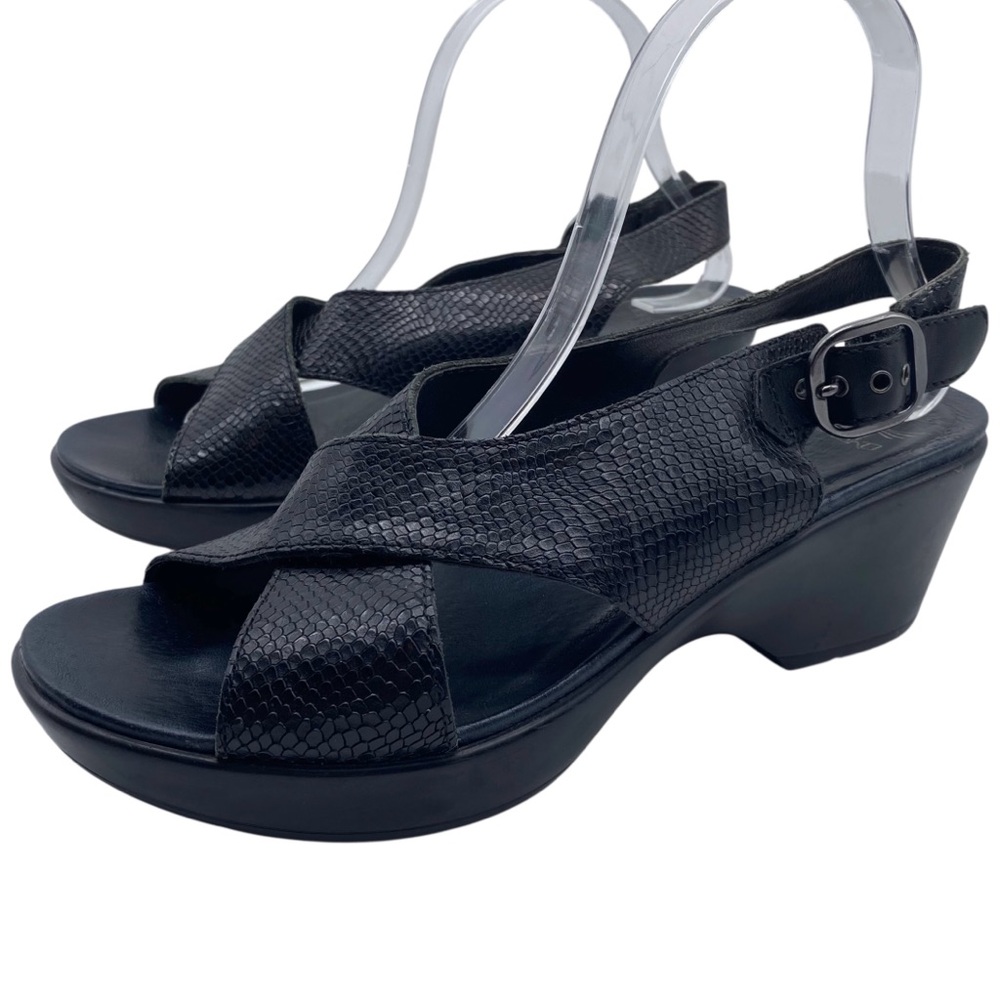 Dansko Womens Shoes Jacinda Sandals 9.5 Black Leather Slingback Padded Comfort